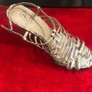 Adrianna Papell Snakeskin Strappy Heels Leather